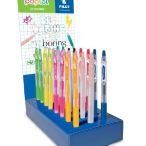 pilot pop lol expositor de 24 boligrafos de tinta gel retractiles punta 0.7mm trazo 0.32mm grip de agarre colores surtidos