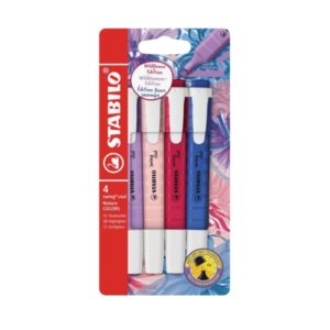 stabilo swing cool naturecolors wildflower pack con 4 marcadores cuerpo plano punta biselada trazo entre 1 y 4mm tinta con base de agua antisecado colores surtidos