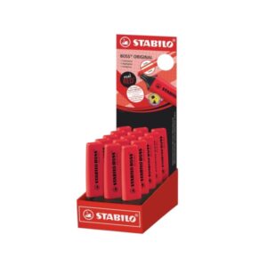 stabilo boss 70 expositor con 15 marcadores fluorescentes trazo entre 2 y 5mm recargable tinta con base de agua color rojo real