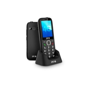 spc fortune 2 max telefono movil 4g para mayores pantalla xl 2.4" teclas grandes timbre extra alto 104 db smart help boton sos y boton ice base de carga incluida radio fm camara bateria 7 dias color negro