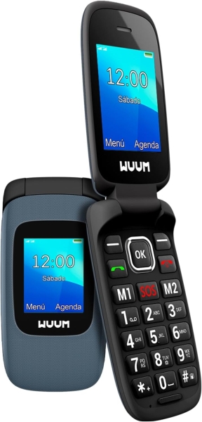 spc wuum telefono de tapa doble pantalla 2.4" + 1.77" botones y teclas grandes diseño ligero acceso directo a dos contactos linterna radio fm color titanio