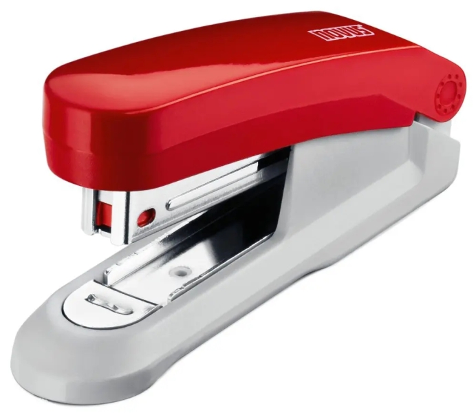 novus evolution e15 grapadora de sobremesa hasta 15 hojas grapado cerrado y clavado incluye 200 grapas nº10 color rojo/gris