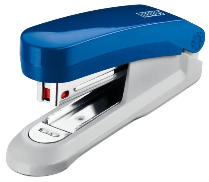 novus evolution e15 grapadora de sobremesa hasta 15 hojas grapado cerrado y clavado incluye 200 grapas nº10 color azul/gris