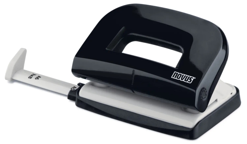 novus e210 perforadora pequeña de papel hasta 10 hojas guia de posicionamiento punzones 5.5mm color negro