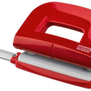 novus e210 perforadora pequeña de papel hasta 10 hojas guia de posicionamiento punzones 5.5mm color rojo