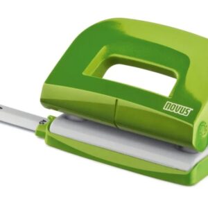 novus e210 fresh perforadora pequeña de papel hasta 10 hojas guia de posicionamiento punzones 5.5mm color verde