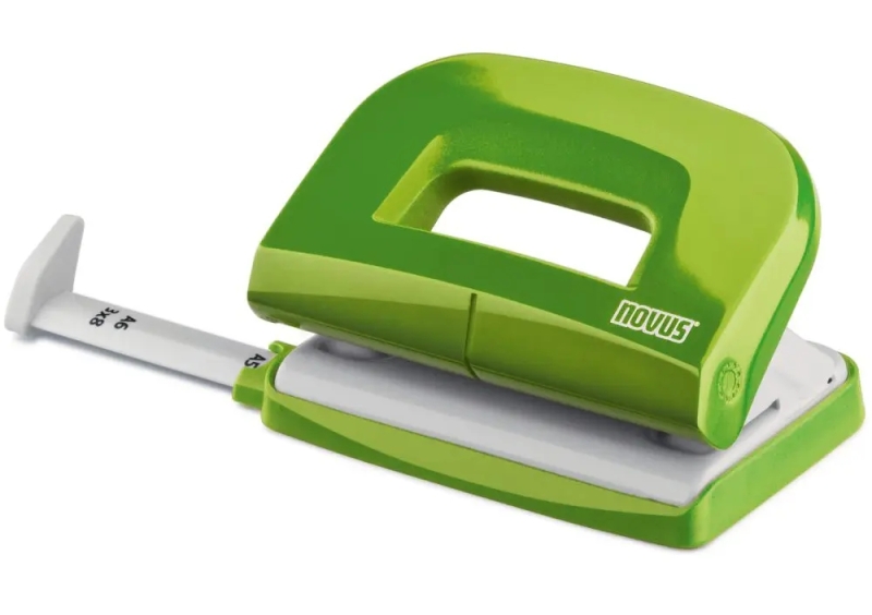 novus e210 fresh perforadora pequeña de papel hasta 10 hojas guia de posicionamiento punzones 5.5mm color verde