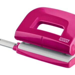 novus e210 fresh perforadora pequeña de papel hasta 10 hojas guia de posicionamiento punzones 5.5mm color rosa