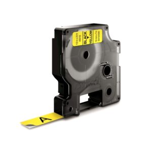 dymo lm d1 45018 cinta de etiquetas original para rotuladora texto negro sobre fondo amarillo ancho 12mm x largo 7m
