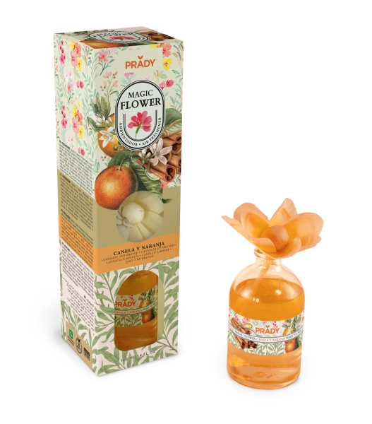 prady ambientador magic flower canela y naranja frasco de cristal 100ml