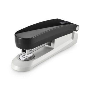 novus evolution e 20 grapadora de sobremesa + caja de 200 grapas 24/6 hasta 20 hojas grapado cerrado, abierto y clavado color negro/gris claro