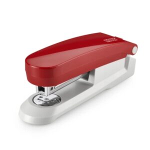 novus evolution e 20 grapadora de sobremesa + caja de 200 grapas 24/6 hasta 20 hojas grapado cerrado, abierto y clavado color rojo/gris claro