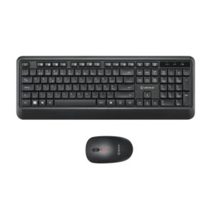 unykach uk39 pack de teclado inalambrico compacto + raton inalambrico 1600dpi, 3 botones, uso ambidiestro disposicion portuguesa qwerty pt color negro