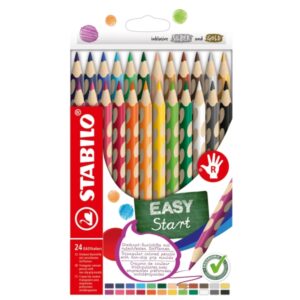 stabilo easycolors pack con 24 lapices de colores ergonomicos mina de 4.2mm forma triangular uso diestro colores surtidos