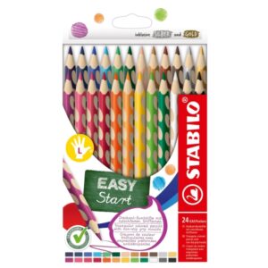stabilo easycolors pack con 24 lapices de colores ergonomicos mina de 4.2mm forma triangular uso zurdo colores surtidos