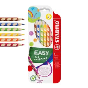 stabilo easycolors pack con 6 lapices de colores ergonomicos mina de 4.2mm forma triangular uso zurdo colores surtidos