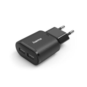 hama cargador de pared potencia 12w 2x usb a color negro