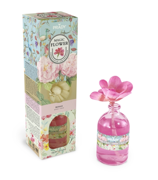 prady ambientador magic flower rosas frasco de cristal 100ml