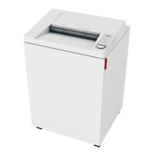 ideal 3804 cc destructora de papel manual corte en particulas p 4 destruye hasta 22 hojas uso continuo destruye papel, tarjetas, cd`s y clips papelera de 165l color blanco