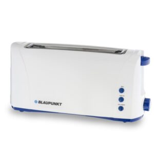 blaupunkt bp4001 tostadora ranura larga 1000w 6 niveles de tostado con termostato funcion recalentar y descongelar boton de parada rapida bandeja recogemigas extraible color blanco