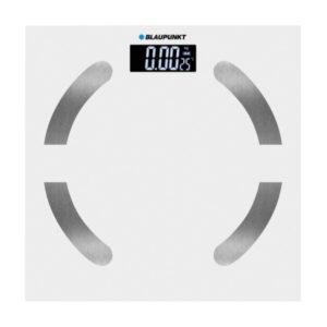 blaupunkt bp5009 bascula de bano digital extraplana 180kg con vidrio templado sensores de alta precision pantalla lcd con indicador de temperatura ambiente activacion automatica color blanco