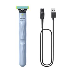 philips oneblade 1st shave qp1324/20 afeitadora hibrida facial tecnologia oneblade con cuchilla antifriccion y puntas redondeadas uso en seco y mojado 100% impermeable