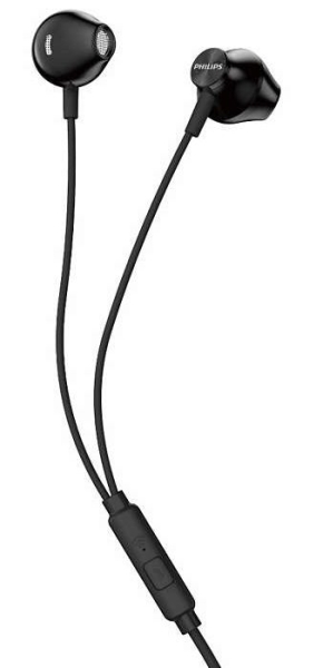 philips taue101 auriculares in‑ear con microfono sonido de graves bass sound controladores 14.2mm con iman neodimio frecuencia 20hz‑20khz sensibilidad 106db cable 1.2m con jack 3.5mm color negro