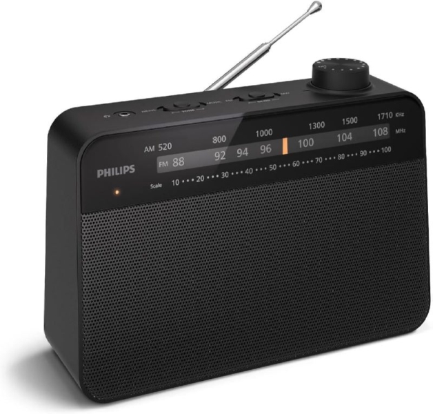 philips tar2509 radio portatil fm/am altavoz 3.5” de sonido claro alimentacion por pilas d o ca control de tono sintonizacion analogica con indicador led puerto auriculares 3.5mm