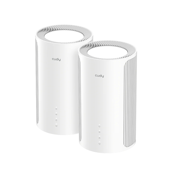 cudy be6500 pack de 2 sistemas wifi 7 mesh 2.5g servidor y cliente vpn ethernet 2.5gbps soporta hasta 200 dispositivos control en la nube con app 116x202mm color blanco