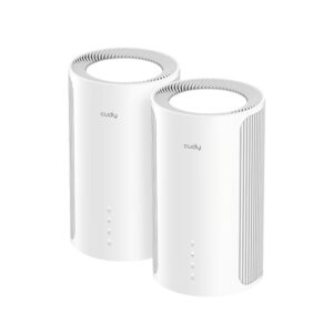 cudy be11000 pack de 2 sistemas wifi 7 mesh 2.5g tribanda tecnologia mlo servidor y cliente vpn ethernet 2.5gbps hasta 200 dispositivos control en la nube con app 116x202mm color blanco
