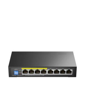 cudy switch 8 puertos capacidad conmutacion 16gbps 4x rj45 4x rj45 poe+ reinicio automatico indicadores led vigilancia igmp prevencion de bucles 155x86x26mm color negro