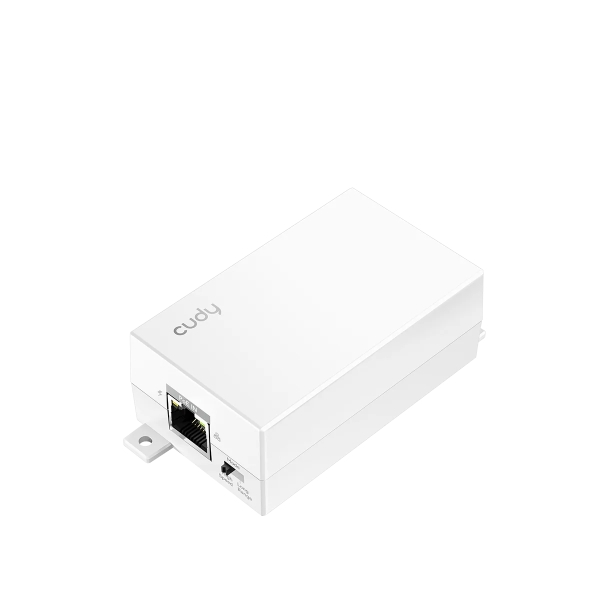 cudy extensor poe alcance 1gbps hasta 100m alcance 10mbps hasta 250m indicadores led potencia 30w 80.1x48.9x31.9mm color blanco