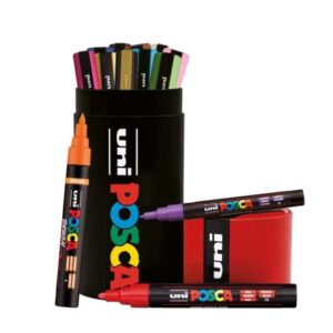 posca lata metalica con 13 marcadores de pintura 4x pc 5m, 5x pc 3m, 4x pc 5br tinta base al agua no permanente resistente a la luz colores surtidos