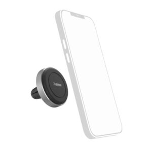 hama magnet soporte de coche para smartphone magnetico pinza para rejilla peso max 200g universal aluminio color negro y plata