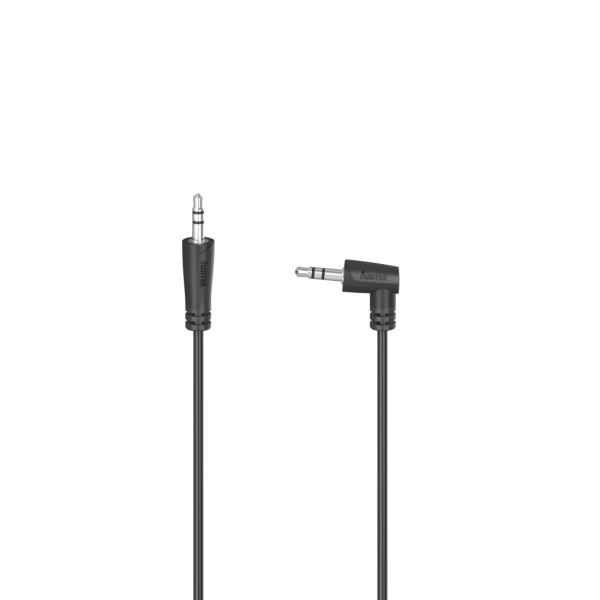 hama essential cable de audio acodado 90º jack 3.5mm macho longitud 0.5m color negro