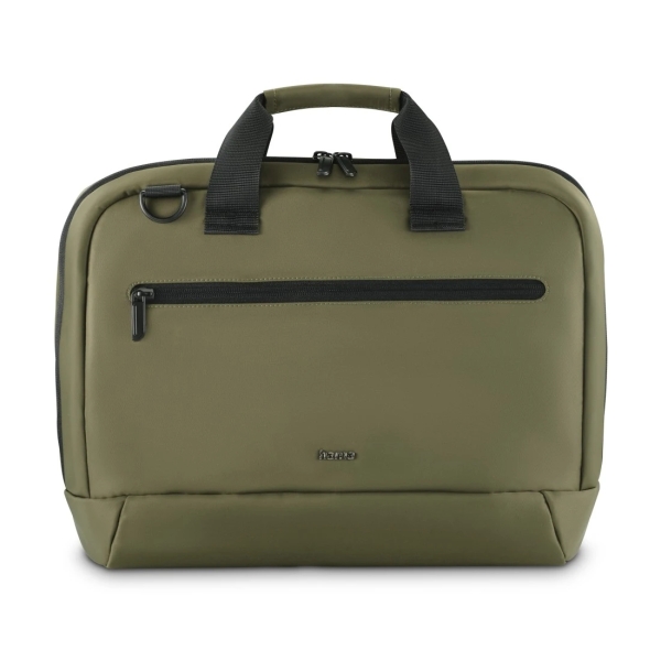 hama maletin para portatiles hasta 14.1" poliester reciclado capacidad 8l bolsillo frontal interior acolchado 40x9x30cm color negro y verde