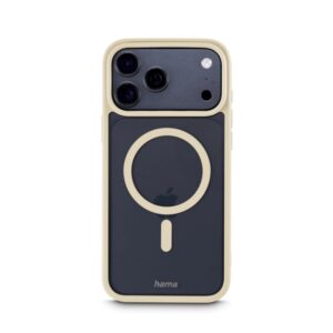 hama frame protect funda para iphone 17 pro max antideslizante magnetico policarbonato y poliuretano termoplastico bordes elevados color beige