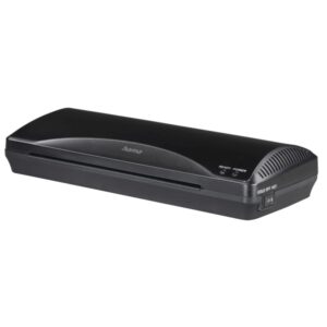 hama plastificadora a4 laminas hasta 0.6mm uso en caliente y frio velocidad laminacion 250mm/min calentamiento en 4 minutos boton de liberacion 34.5x14x6.5cm color negro