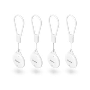hama find my pack de 4 localizadores antiperdida para apple bluetooth policarbonato y silicona autonomia hasta 240 dias 4.6x3.6x0.9cm color blanco
