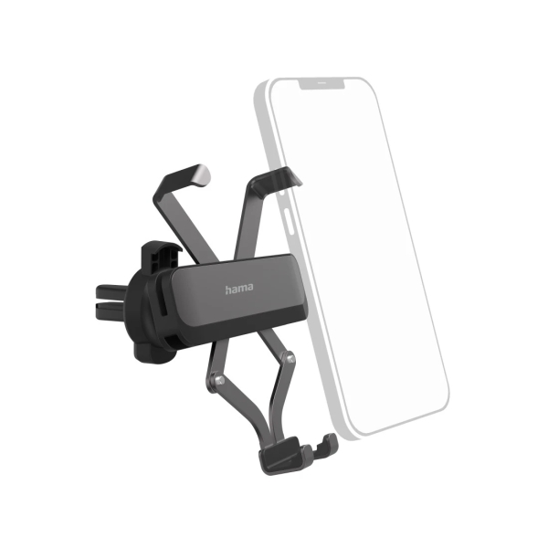hama gravity pro soporte de coche para smartphone pinza para rejilla ancho dispositivo de 5 a 9cm universal aluminio color negro