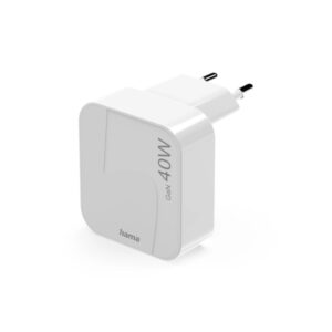 hama cargador de pared potencia 40w gan 2x usb c power delivery qualcomm color blanco