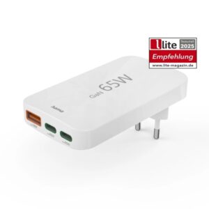 hama cargador de pared potencia 65w 2x usb c usb a power delivery qualcomm color blanco