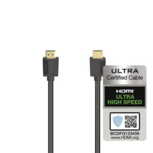 hama essential cable hdmi 8k macho longitud 1m certificado soporta earc terminales chapados en oro ethernet velocidad hasta 48gbps blindaje completo color negro