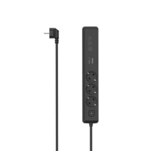 hama regleta alimentacion con 6 tomas cable 1.4m 3x schuko 2x usb c 1x usb a interruptor de encendido enchufe schuko en angulo power delivery 4.4x6x33cm color negro y gris