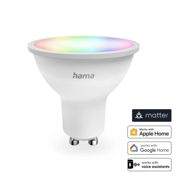 hama bombilla led inteligente potencia 4.9w rgbw wifi compatible con asistente de voz control con app ip20 color blanco