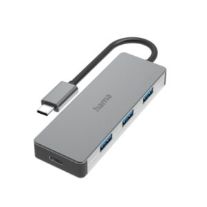hama essential hub usb 3.2 cable usb c integrado de 15cm usb c 3x usb a color gris