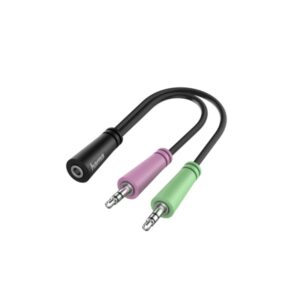 hama essential cable adaptador de audio 0.15m 2x jack macho de 3.5mm jack hembra de 3.5mm color negro