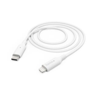 hama cable de carga usb c macho lightning longitud 1m velocidad hasta 480mbps niquelado color blanco