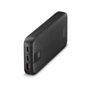 hama power pack bateria externa powerbank 10000mah polimero de litio usb c usb a power delivery pantalla digital indicador de carga 3 conexiones de salida 18x126x70mm color gris