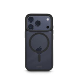 hama frame protect funda para iphone 17 pro antideslizante magnetico policarbonato y poliuretano termoplastico bordes elevados color negro y transparente